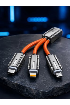 120W Hızlı Şarj Destekli 3'ü 1 Arada Çok Amaçlı Şarj ve Veri Aktarım Kablosu