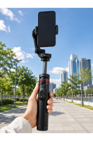 AI Takipli Gimbal Selfie Stick 360° Otomatik Yüz Takibi Bluetooth Kumandalı Uzayabilir Tripodlu Telefon Sabitleyici