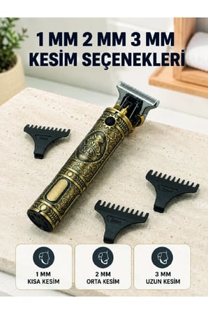 Profesyonel Saç ve Sakal Tıraş Makinesi 1500 mAh Bataryalı 1 2 3 mm Taraklı