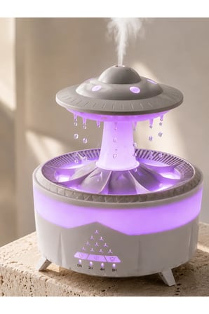 RGB Işıklı Yağmur Efektli Hava Nemlendirici 350 ML Sessiz Çalışma Uzaktan Kumanda