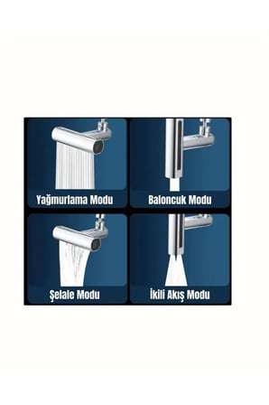 4 Modlu Musluk Başlığı Şelale, Yağmur, Sprey, Köpük Akışı Yüksek Basınç Performansı Modern Tasarım