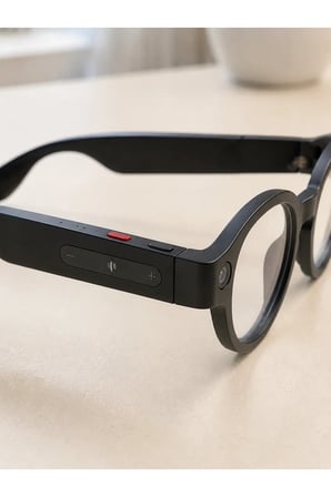 Siyah Akıllı Kamera Gözlüğü Fotoğraf Video Çekimli Yapay Zeka Destekli Bluetooth Çoklu Dil Çeviri 3 Lensli