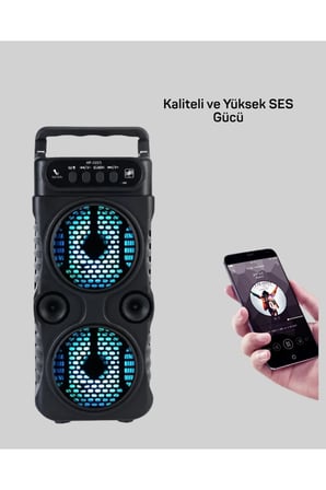 LED Işıklı Kablosuz Bluetooth Hoparlör Yüksek Ses Güçlü Bas Performansı Taşınabilir Şarjlı