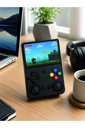 3.5 İnç IPS Ekran Retro Oyun Konsolu 64GB Dahili Hafıza Çift Analog Joystick Taşınabilir El Konsolu