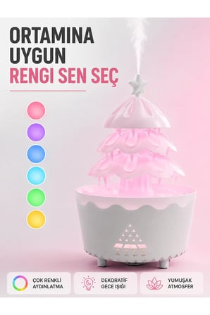 Dekoratif Şans Ağacı Ultrasonik Nemlendirici RGB Gece Lambalı Aroma Difüzörü