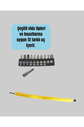 12 Parça Akrobat Bits Seti Çok Amaçlı Vidalama Dayanıklı Çelik Yeni Nesil
