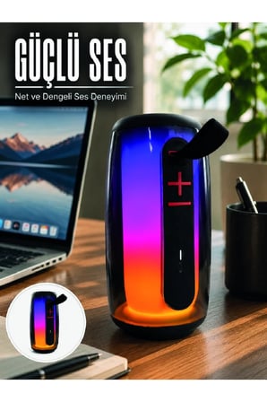 RGB Işıklı Bluetooth Hoparlör Güçlü Ses Type-C Şarjlı Taşınabilir Kablosuz Speaker