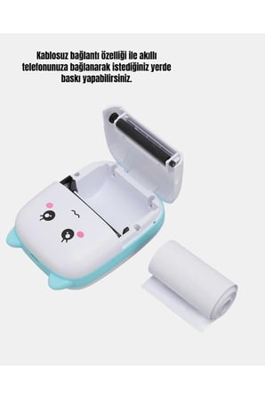 Mini Termal Yazıcı Kablosuz Taşınabilir Bluetooth Bağlantılı 200 DPI