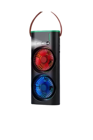 Çift Başlıklı Taşınabilir Fan RGB Işıklı Sprey Nemlendiricili Masaüstü Serinletici Fan