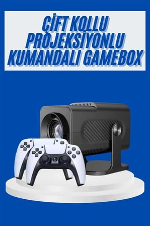 4K Android Smart Wi-fi Çift Kollu Projeksiyon Game Box Kumandalı Taşınabilir Yeni Nesil