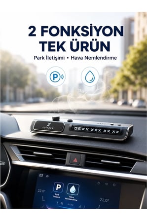 LED Işıklı Araç Ön Cam Telefon Numarası Gösterme Aparatı + 3 Seviyeli Hava Nemlendirici Yeni Nesil