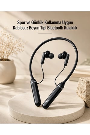 Kablosuz Boyun Tipi Bluetooth Kulaklık Mikrofonlu Spor ve Günlük Kullanıma Uygun