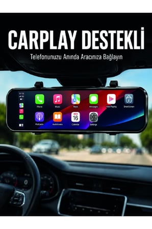 Ayna Carplay Araç İçi 9.66 İnç IPS Ekran Geri Görüş Kamerası Destekli