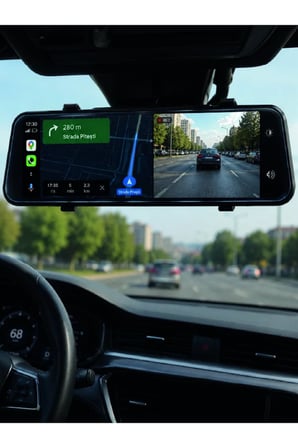 Ayna Carplay Araç İçi 9.66 İnç IPS Ekran Geri Görüş Kamerası Destekli