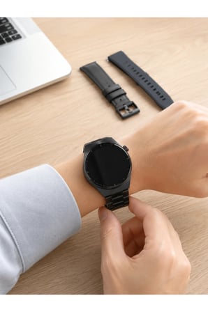 3 Kordonlu AMOLED Ekran Bluetooth Aramalı Akıllı Saat Metal, Deri ve Silikon Kordon Seti