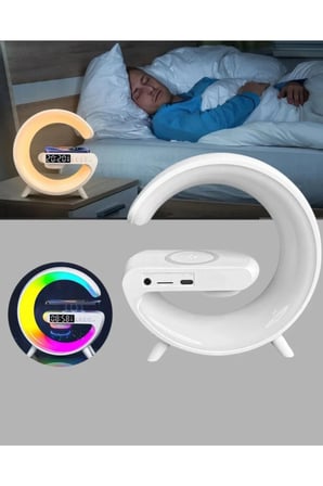 Kablosuz Şarjlı Atmosfer Lambası Bluetooth Hoparlör ve Akıllı Alarm Özellikli