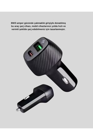 Bluetooth AUX Çevirici ve PD Destekli Araç Şarj Cihazı 2’li Set