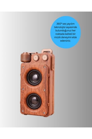 Vintage Tasarımlı Bluetooth Hoparlör Uzun Pil Ömürlü ve FM Destekli
