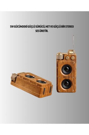 Vintage Tasarımlı Bluetooth Hoparlör Uzun Pil Ömürlü ve FM Destekli