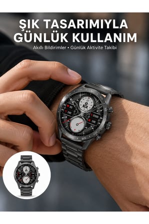 Akıllı Saat Çelik Kordon Çağrı Cevaplama Amoled Ekran Titreşimli Uyku ve Sağlık Takibi Yeni Nesil