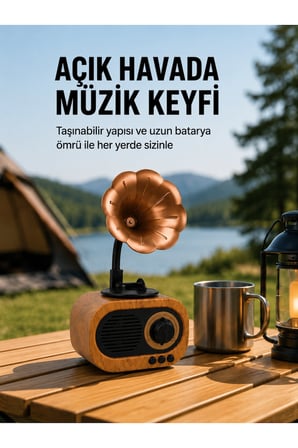 Taşınabilir Mini Retro Radyo Bluetooth Hoparlör USB SD AUX Destekli Yeni Nesil