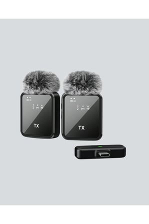 2’li Kablosuz Yaka Mikrofonu Type-C ve Lightning Uyumlu Profesyonel Set
