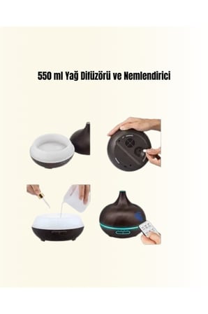 550 ml Kapasiteli Ultrasonik Difüzör – Yağsız Nemlendirici Kullanımıyla Uyumlu Yeni Nesil