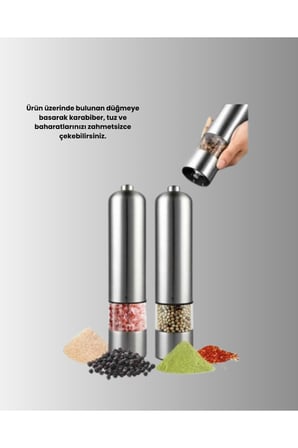 Tek Elle Kullanılan Otomatik Baharat Değirmeni Işıklı Sistem Yeni Nesil