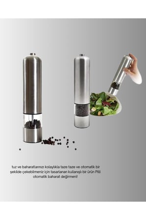 Tek Elle Kullanılan Otomatik Baharat Değirmeni Işıklı Sistem Yeni Nesil