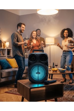 Bluetooth Taşınabilir Karaoke Hoparlör 6.5 İnç Mikrofonlu RGB Işıklı USB TF Kart Destekli