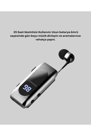 Bluetooth 5.2 Klipsli Kablosuz Kulaklık – Dijital Ekran & Titreşimli Uyarı Yeni Nesil