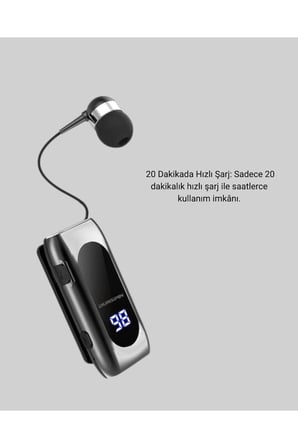 Bluetooth 5.2 Klipsli Kablosuz Kulaklık – Dijital Ekran & Titreşimli Uyarı Yeni Nesil