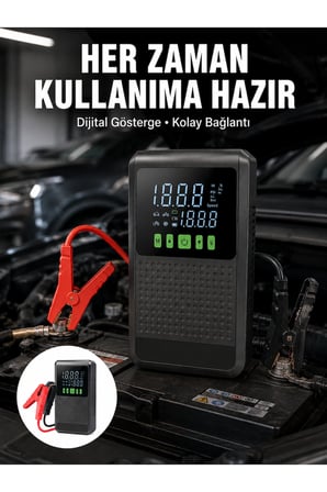 Taşınabilir Araç Akü Şarj Takviye Cihazı 150 PSI Dijital Kompresör Yeni Nesil