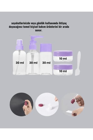 Taşınabilir 5’li Seyahat Banyo Seti Şampuanlık Sprey Krem Kutusu Yeni Nesil