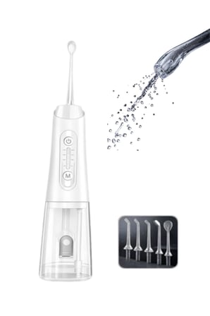 IPX7 Su Geçirmez Şarjlı Ağız Duşu 320 ml Su Tanklı Ayarlanabilir Basınçlı