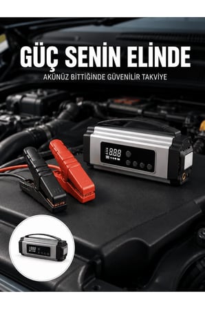 Yolda Kalmaya Son Dijital Ekranlı Akü Takviye ve Hava Kompresörü Çok Fonksiyonlu Acil Güç Ünitesi Yeni Nesil