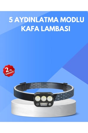 300 Lümen Sensörlü LED Kafa Lambası USB Şarjlı SOS Modlu