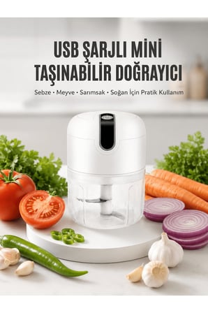 Rondo Doğrayıcı 250 ML Taşınabilir USB Şarjlı Pratik El Rondo Blender Yeni Nesil