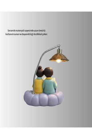 Romantik Çift Figürlü Okuyan Çift Masa Lambası Dekoratif LED Aydınlatma