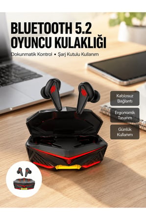 Profesyonel TWS Işıklı Kablosuz Bluetooth Kulaklık Oyuncu Kulaklığı Yeni Nesil