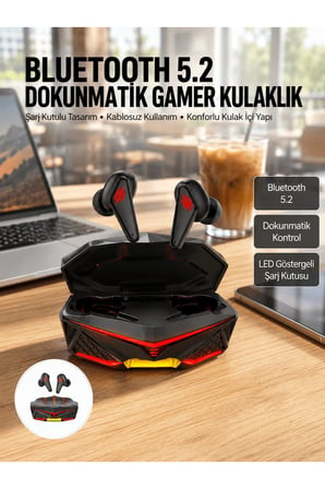 Dokunmatik Kontrol Tws Işıklı Kulakiçi Bluetooth Kulaklık Kablosuz Oyuncu Kulaklığı Yeni Nesil