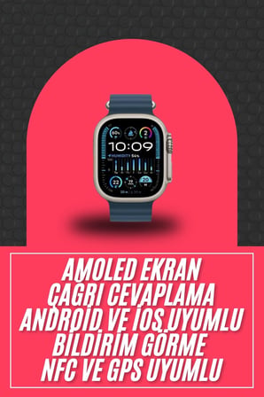 49mm Akıllı Saat Amoled Ekranlı Kadın Erkek Kol Saati Plastik Kordon Yeni Nesil
