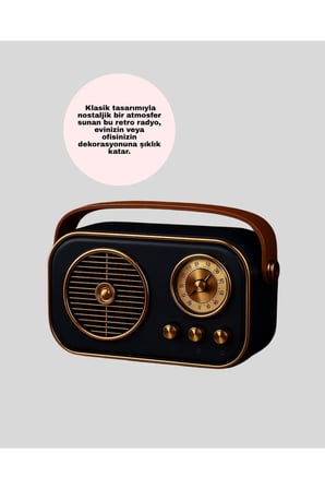 Vintage Bluetooth Radyo – TF Kart ve FM Destekli Taşınabilir Nostaljik Model