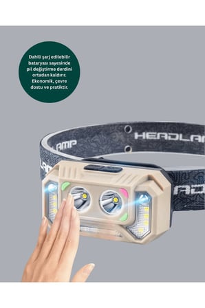 Şarjlı Wave Sensörlü LED Kafa Feneri Outdoor Kullanım Yeni Nesil