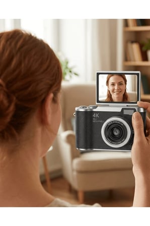 4K Video Çekim Özellikli Dijital Kamera 48 MP 8X Zoom ve 180 Derece Döner Ekranlı