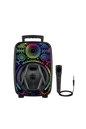 8 İnç Taşınabilir Karaoke Hoparlör Mikrofonlu RGB Işıklı Bluetooth Speaker