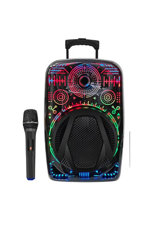 8 İnç Taşınabilir Karaoke Hoparlör Mikrofonlu RGB Işıklı Bluetooth Speaker