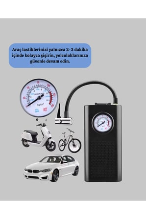Type-C Şarjlı Güçlü Elektrikli Kompresör Motosiklet Oto Bisiklet İçin Yeni Nesil