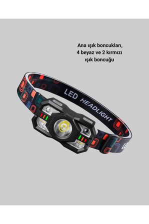 Şarj Edilebilir LED Far Hareket Sensörlü 5 Modlu Outdoor Yeni Nesil