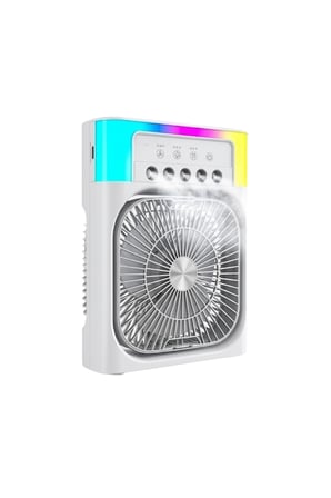 Su Püskürtmeli Mini Klima Fan USB Şarjlı Masaüstü Soğutucu RGB Işıklı